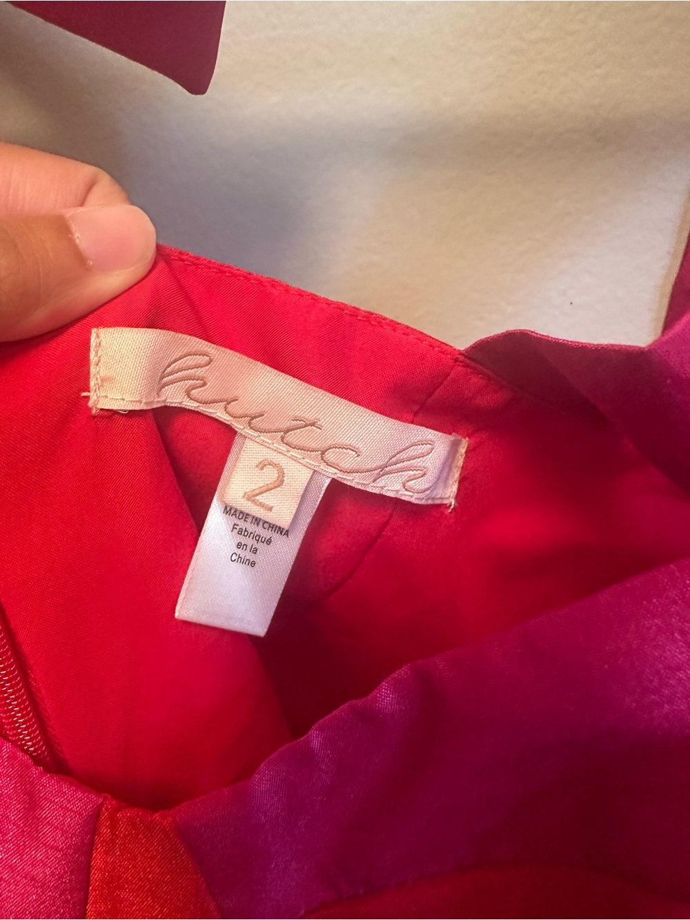 Anthropologie Two Tone Red Satin Wide-Leg Jumpsuit with Pink Tie Straps - Picture 7 of 8